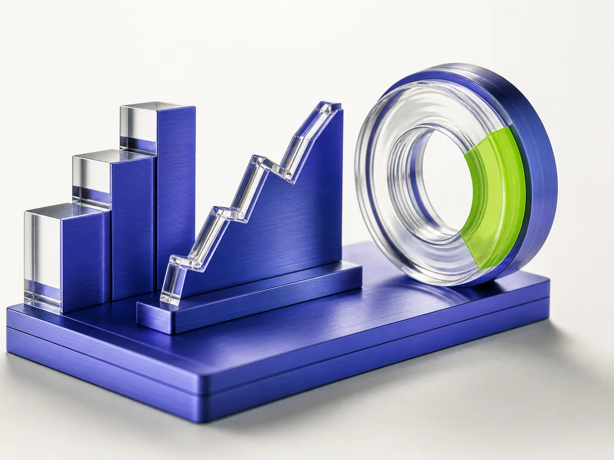 Machined chart forms representing data and business intelligence