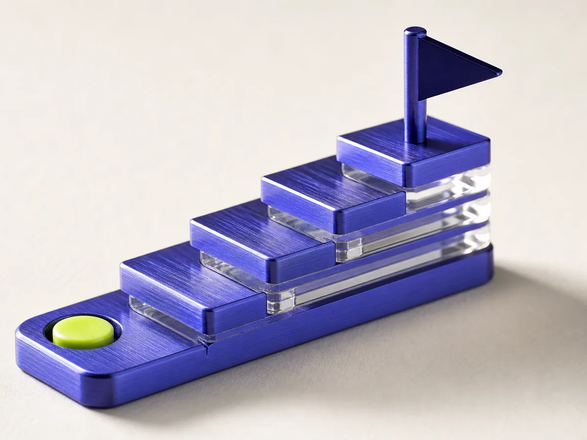 Machined stepped-plate roadmap representing AI strategy